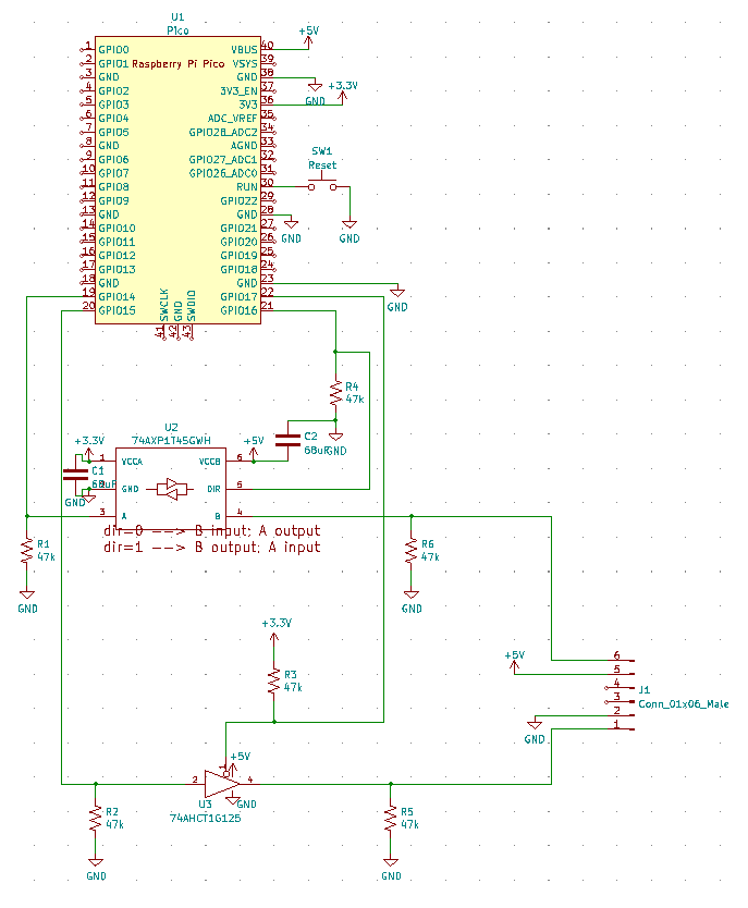 First draft of a circuit diagram for an RP2040-based PsiDrive