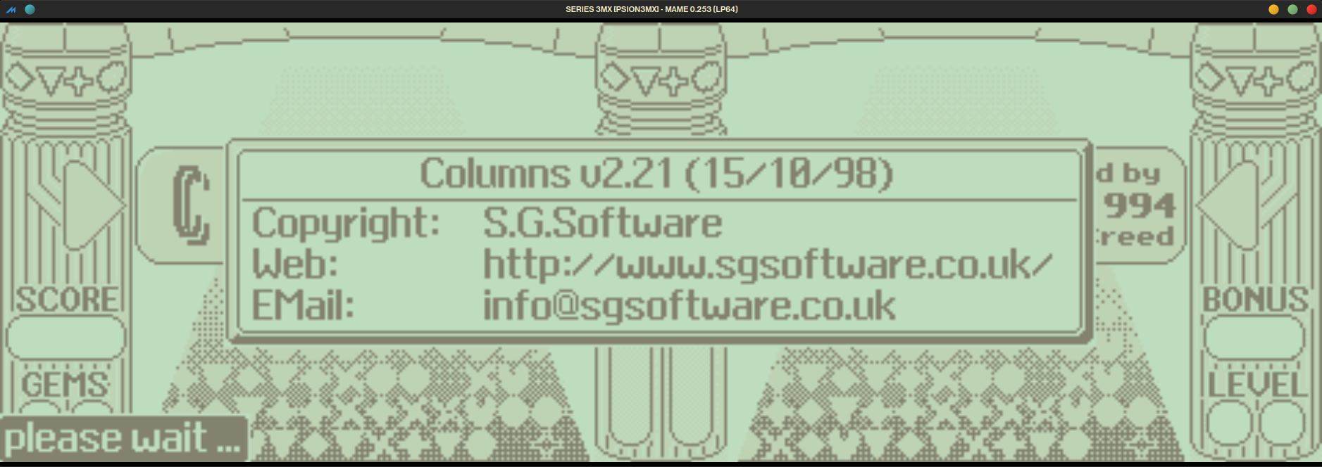 A screenshot of Columns v2.21 by S.G. Software.